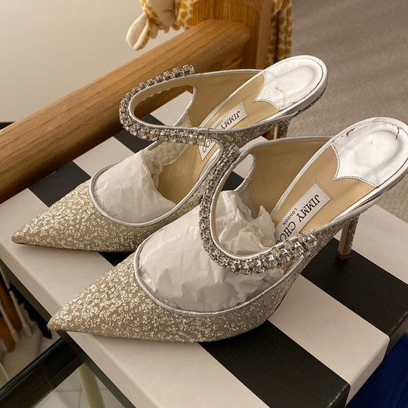 Jimmy Choo Shoes - Jimmy choo Bing 100 glitter tulle mules 41.5